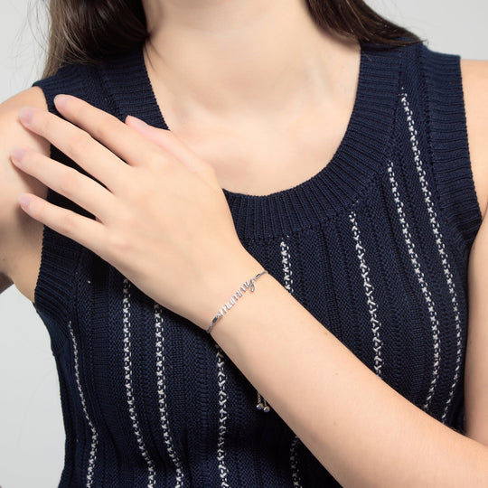 Silver Plated Mummy Bracelet Created with Zircondia® Crystals