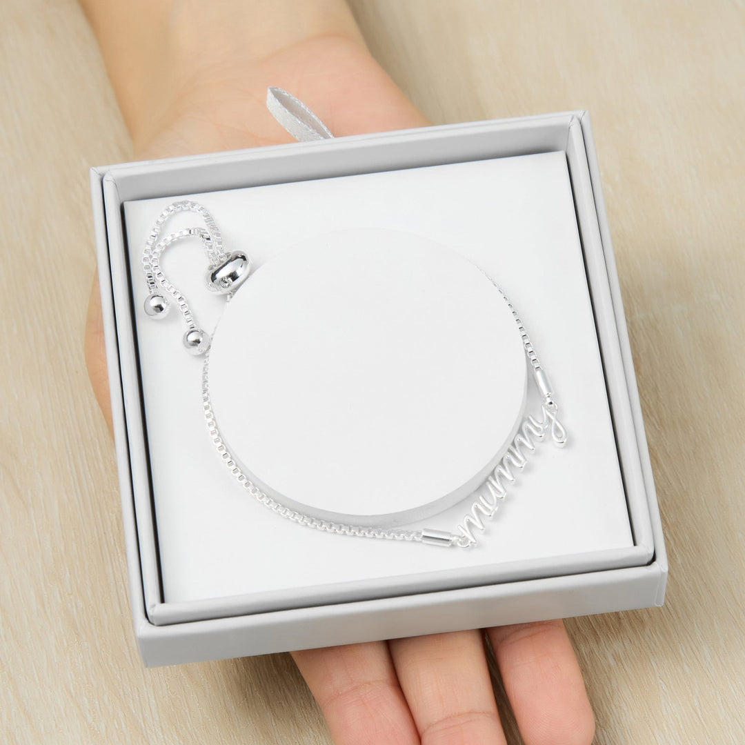 Silver Plated Mummy Bracelet Created with Zircondia® Crystals with Gift Box - Philip Jones Jewellery