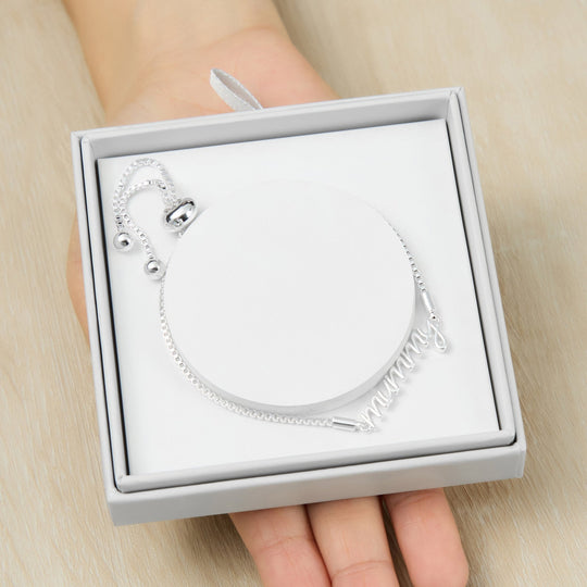Silver Plated Mummy Bracelet Created with Zircondia® Crystals with Gift Box - Philip Jones Jewellery