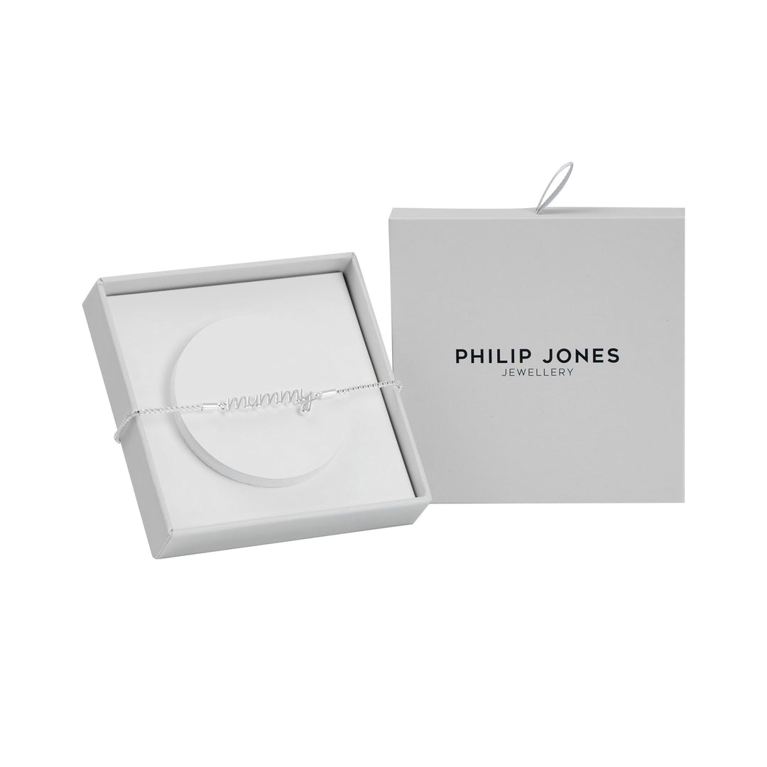 Silver Plated Mummy Bracelet Created with Zircondia® Crystals with Gift Box - Philip Jones Jewellery