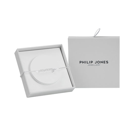 Silver Plated Mummy Bracelet Created with Zircondia® Crystals with Gift Box - Philip Jones Jewellery