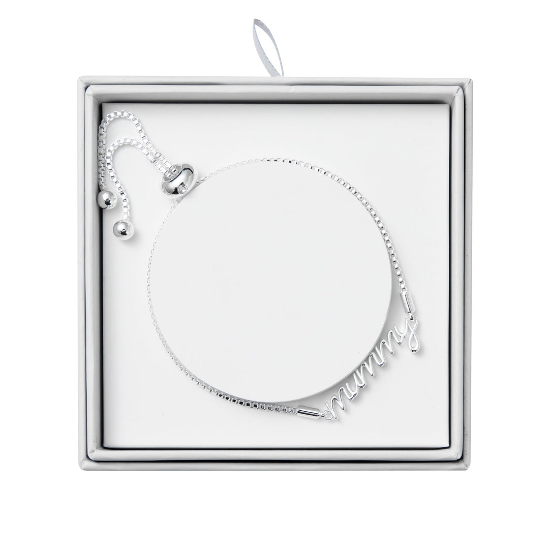 Silver Plated Mummy Bracelet Created with Zircondia® Crystals with Gift Box - Philip Jones Jewellery