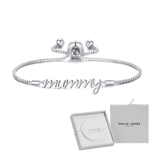 Silver Plated Mummy Bracelet Created with Zircondia® Crystals with Gift Box - Philip Jones Jewellery