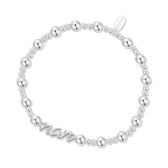Silver Plated Nan Beaded Stretch Bracelet - Philip Jones Jewellery