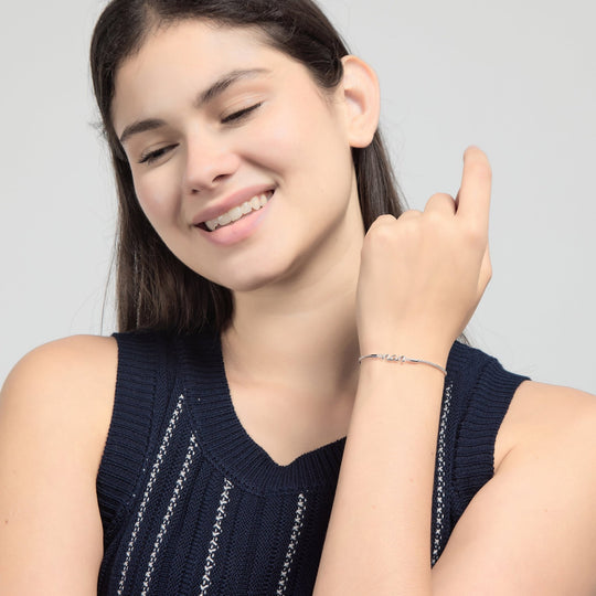 Silver Plated Nan Bracelet Created with Zircondia® Crystals
