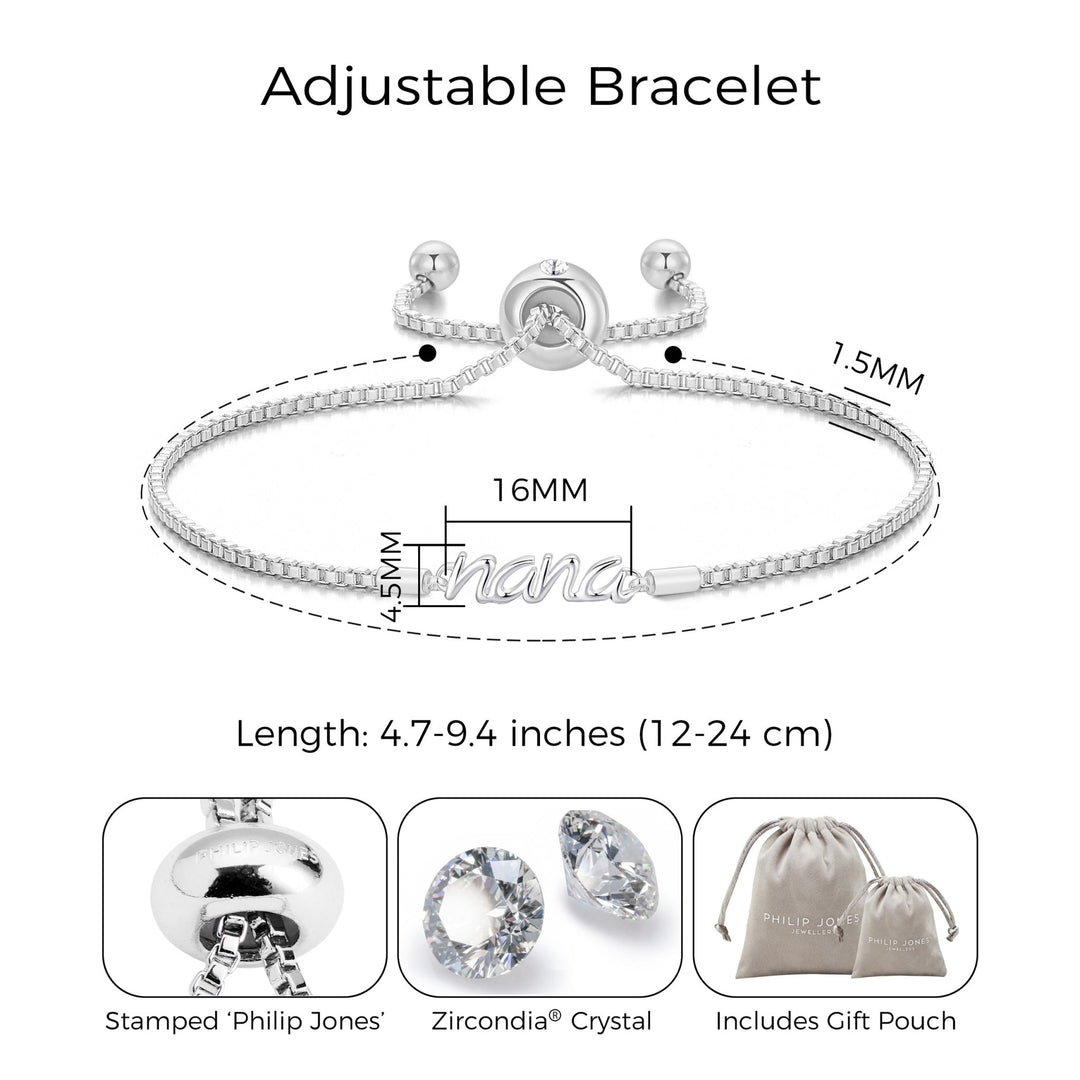 Silver Plated Nana Bracelet Created with Zircondia® Crystals - Philip Jones Jewellery