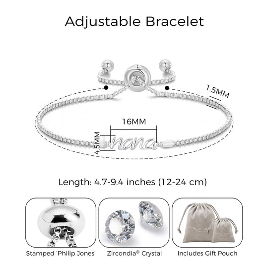 Silver Plated Nana Bracelet Created with Zircondia® Crystals - Philip Jones Jewellery