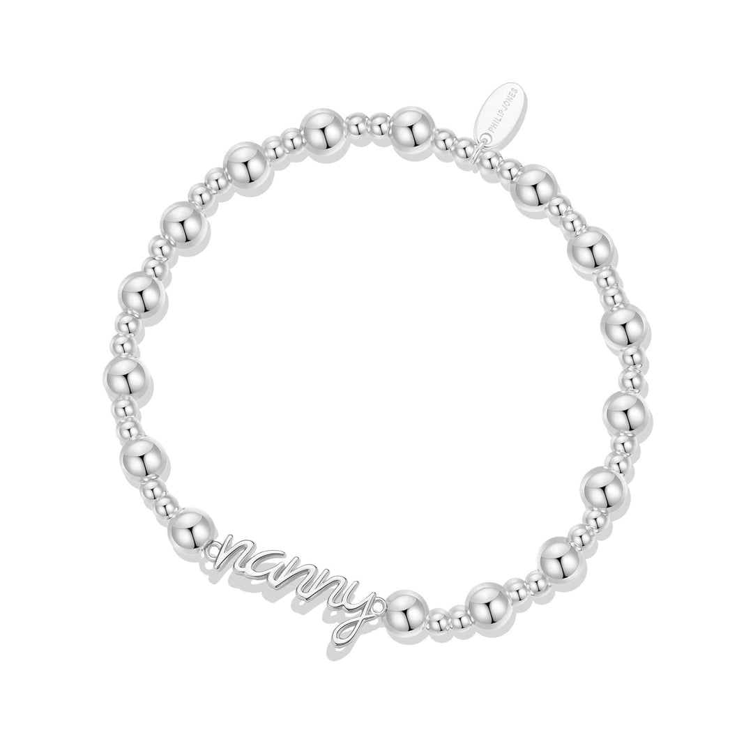 Silver Plated Nanny Beaded Stretch Bracelet - Philip Jones Jewellery
