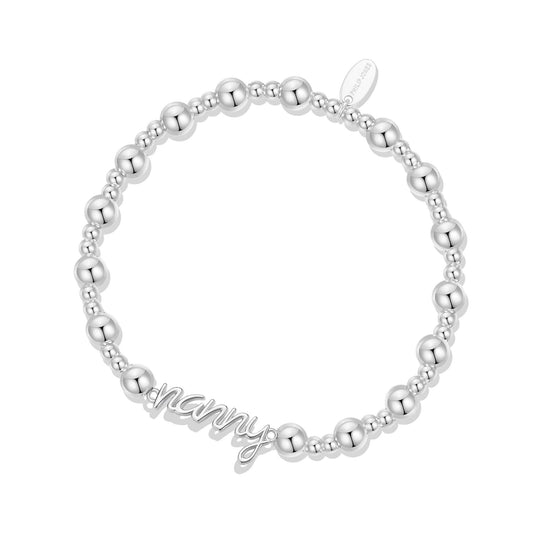 Silver Plated Nanny Beaded Stretch Bracelet - Philip Jones Jewellery