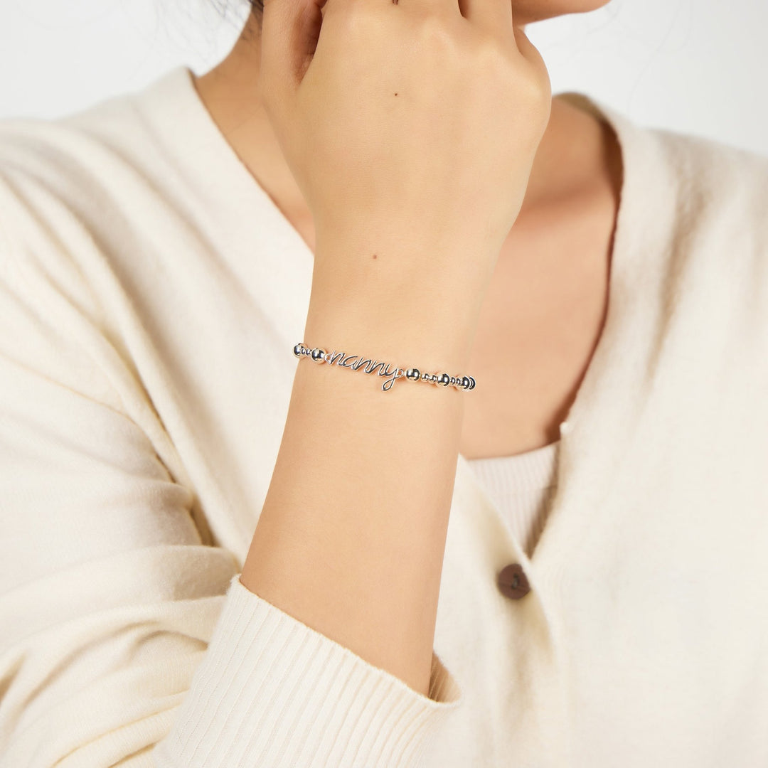 Silver Plated Nanny Beaded Stretch Bracelet - Philip Jones Jewellery