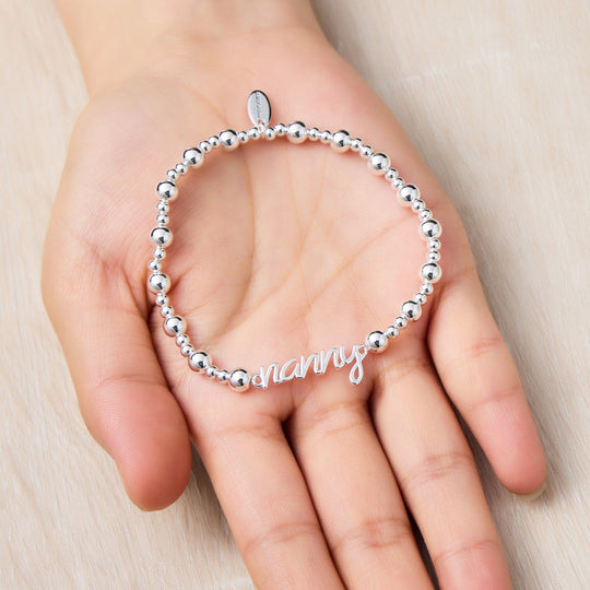 Silver Plated Nanny Beaded Stretch Bracelet - Philip Jones Jewellery