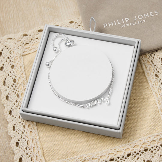Silver Plated Nanny Bracelet Created with Zircondia® Crystals with Gift Box - Philip Jones Jewellery