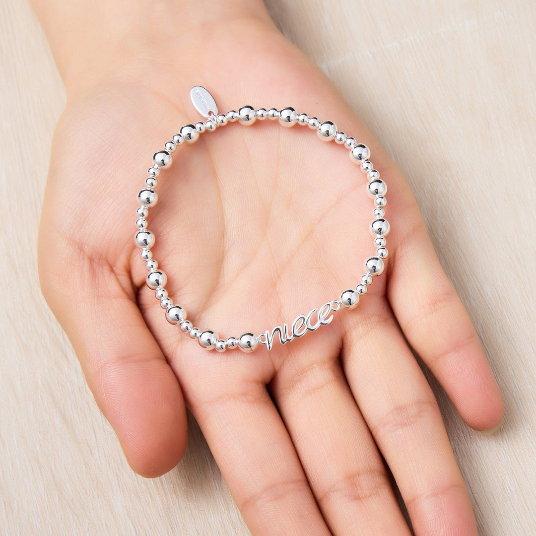 Silver Plated Niece Beaded Stretch Bracelet - Philip Jones Jewellery