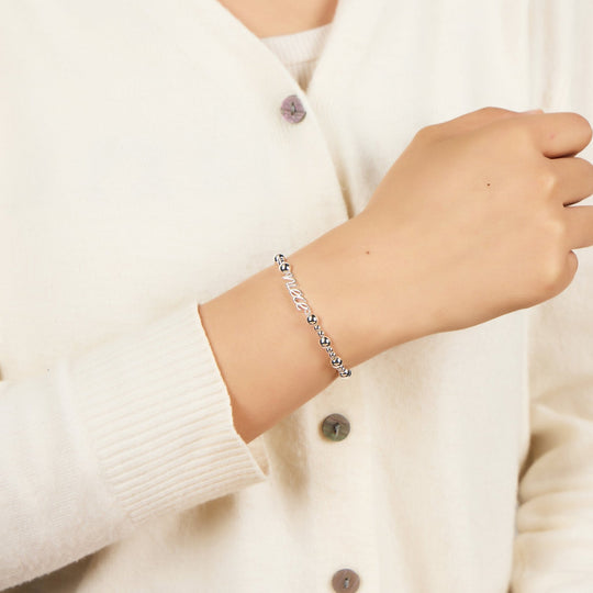 Silver Plated Niece Beaded Stretch Bracelet - Philip Jones Jewellery