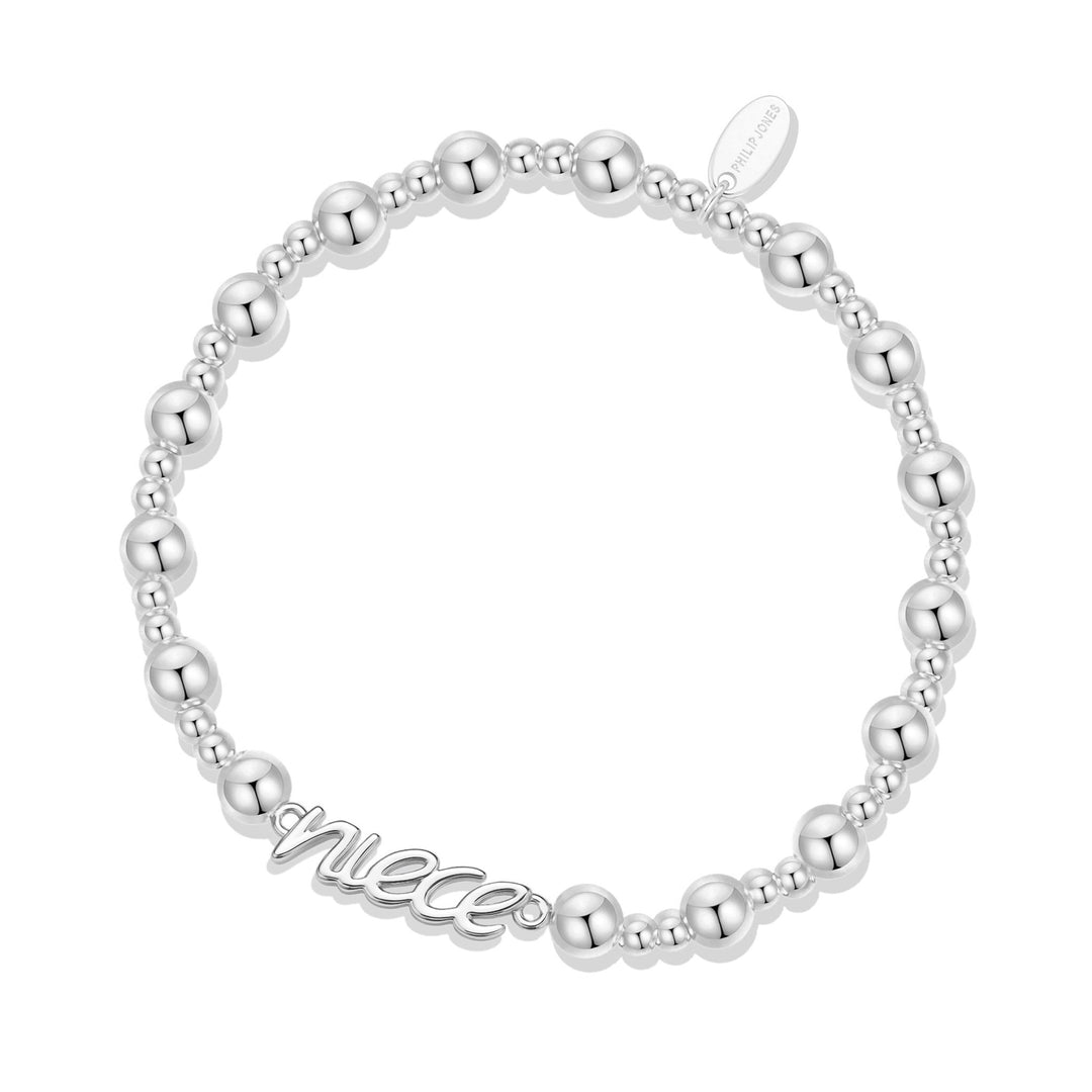 Silver Plated Niece Beaded Stretch Bracelet - Philip Jones Jewellery