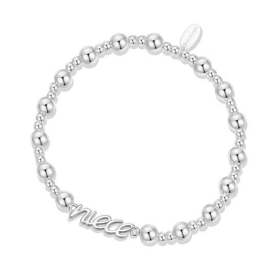 Silver Plated Niece Beaded Stretch Bracelet - Philip Jones Jewellery