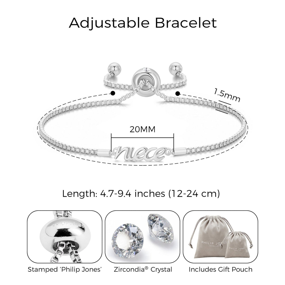 Silver Plated Niece Bracelet Created with Zircondia® Crystals - Philip Jones Jewellery