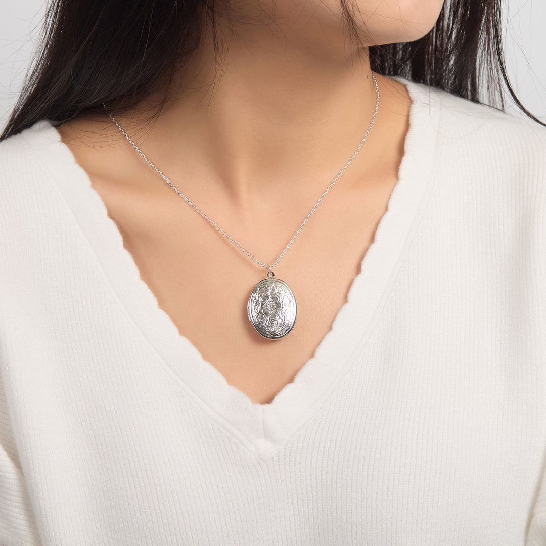 Silver Plated Oval Locket - Philip Jones Jewellery
