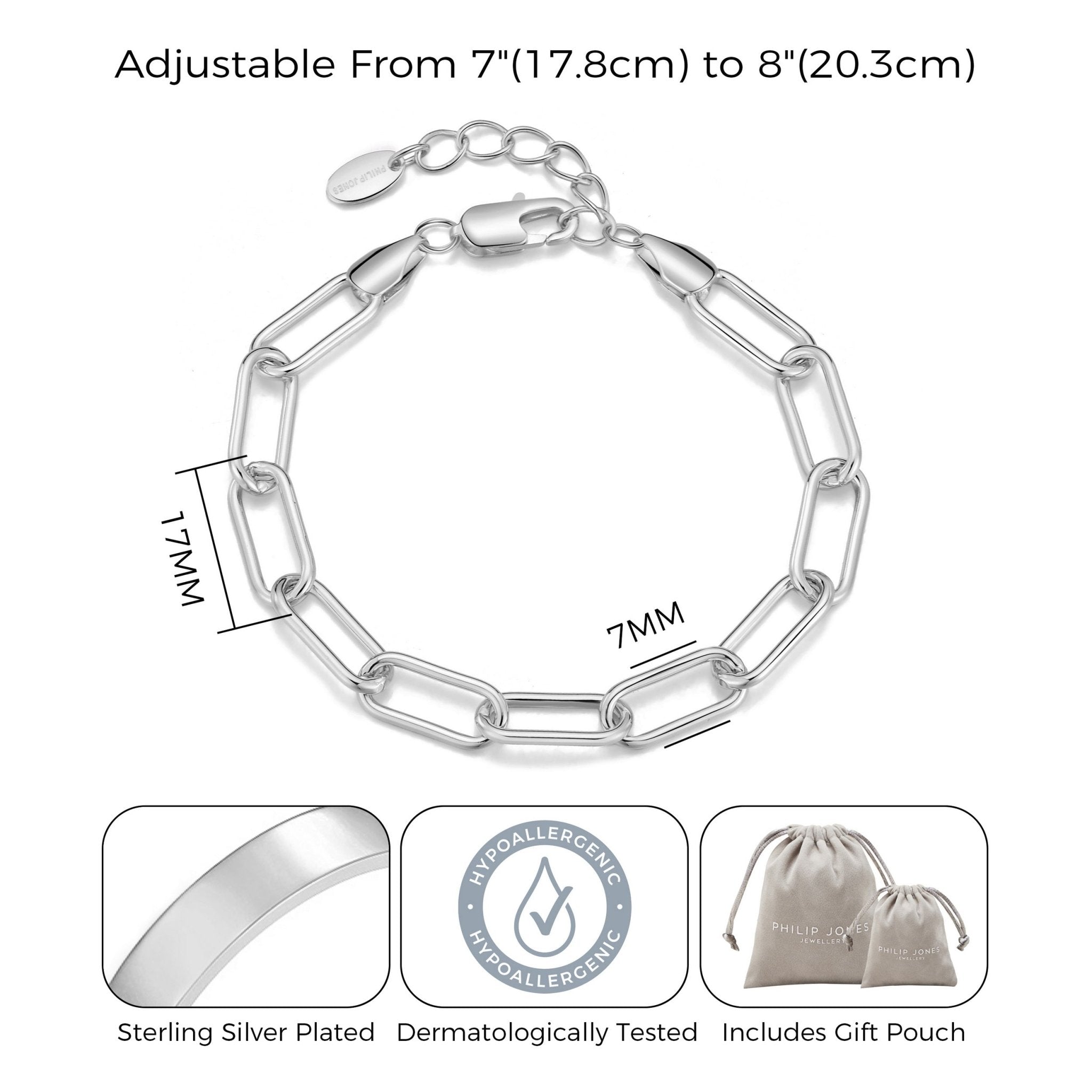 Silver Plated Paperclip Bracelet - Philip Jones Jewellery