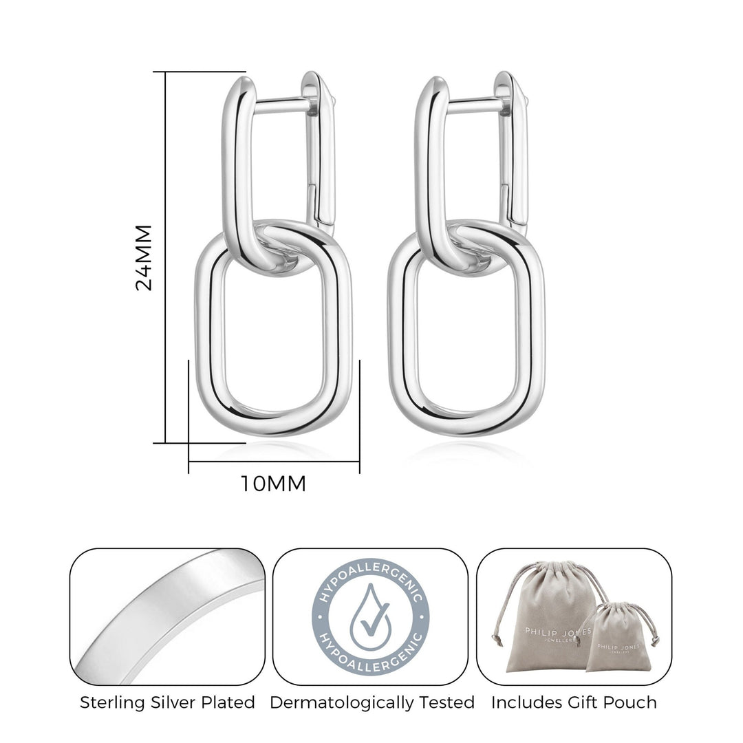 Silver Plated Paperclip Earrings - Philip Jones Jewellery