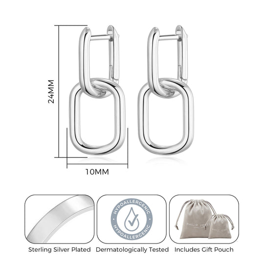 Silver Plated Paperclip Earrings - Philip Jones Jewellery