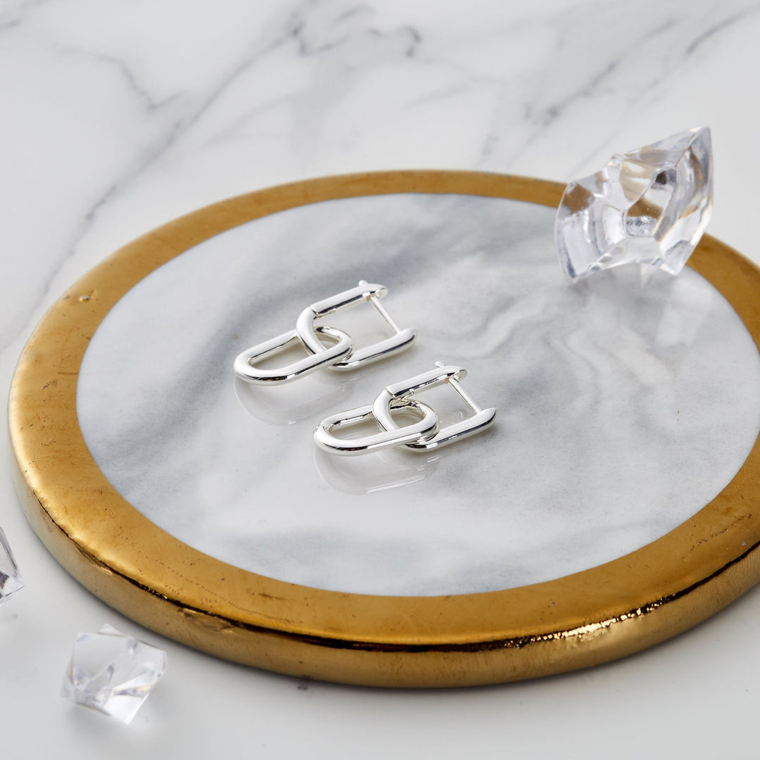 Silver Plated Paperclip Earrings - Philip Jones Jewellery