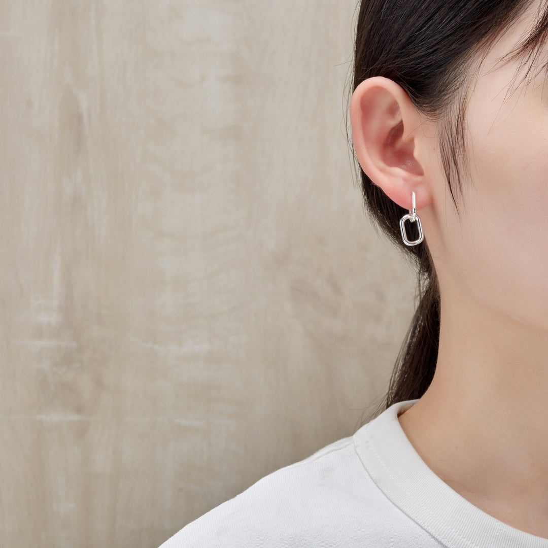 Silver Plated Paperclip Earrings - Philip Jones Jewellery