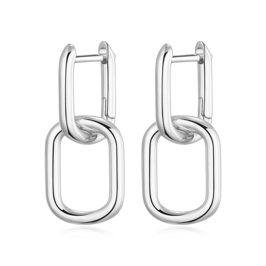 Silver Plated Paperclip Earrings - Philip Jones Jewellery
