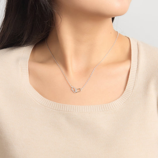 Silver Plated Paperclip Link Necklace Created with Zircondia® Crystals - Philip Jones Jewellery