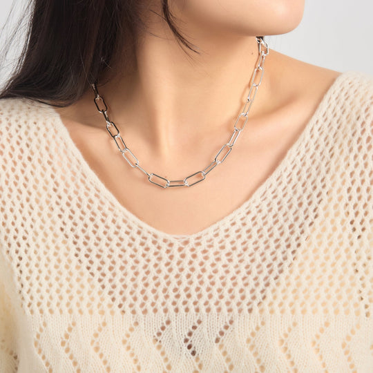 Silver Plated Paperclip Necklace - Philip Jones Jewellery