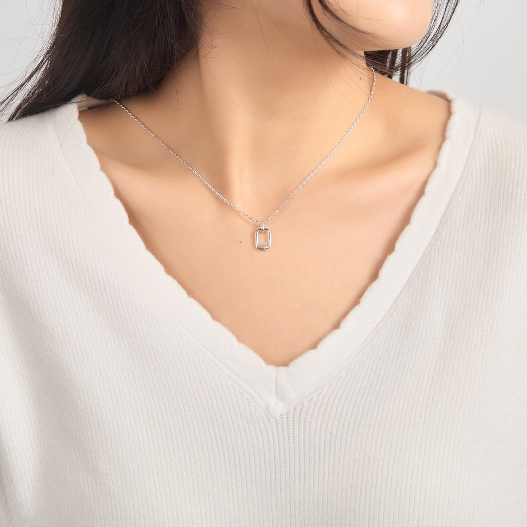 Silver Plated Paperclip Necklace Created with Zircondia® Crystals - Philip Jones Jewellery