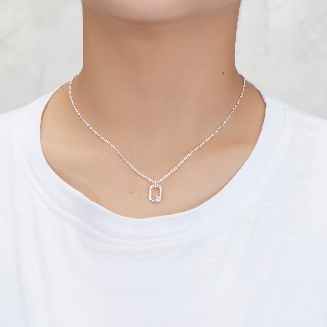 Silver Plated Paperclip Necklace Created with Zircondia® Crystals - Philip Jones Jewellery