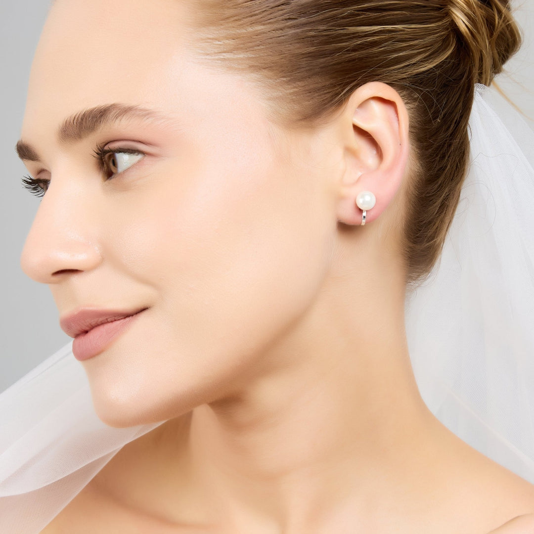 Silver Plated Pearl Clip On Bridal Earrings - Philip Jones Jewellery
