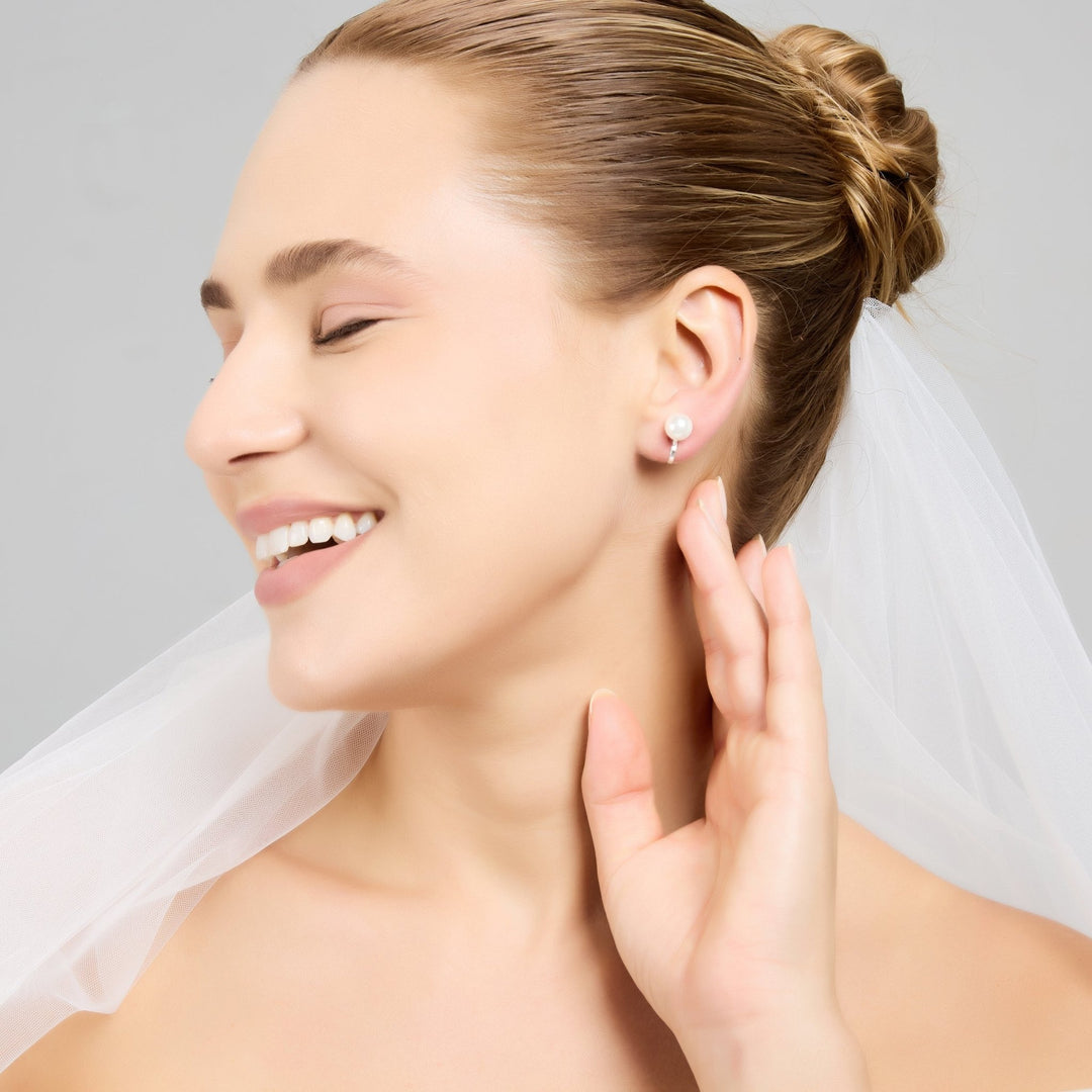 Silver Plated Pearl Clip On Bridal Earrings - Philip Jones Jewellery