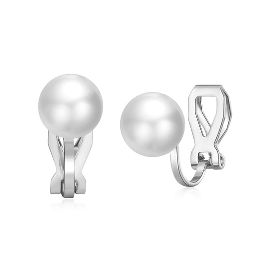 Silver Plated Pearl Clip On Earrings - Philip Jones Jewellery