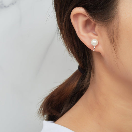 Silver Plated Pearl Clip On Earrings - Philip Jones Jewellery