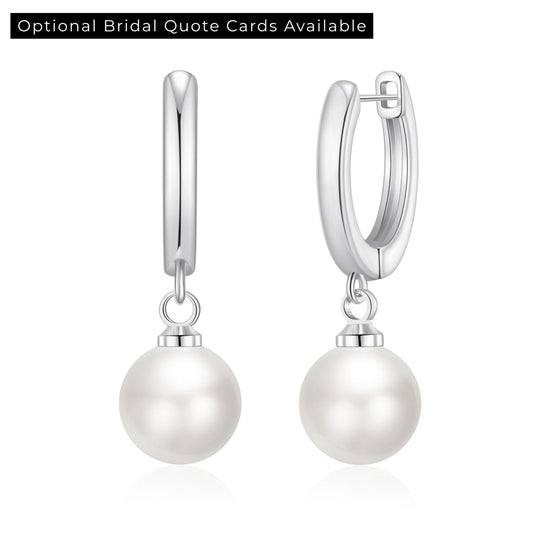 Silver Plated Pearl Drop Bridal Hoop Earrings - Philip Jones Jewellery