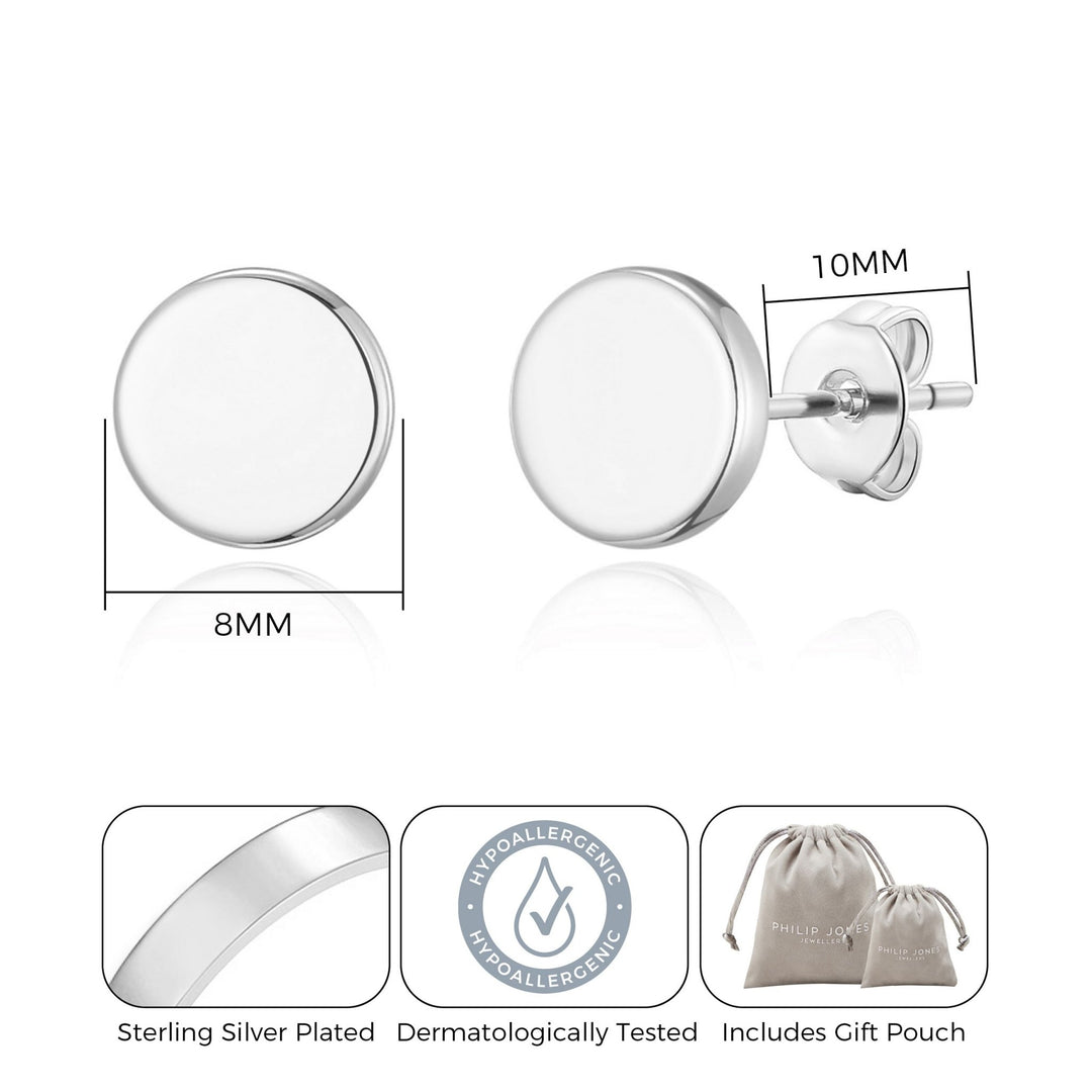 Silver Plated Round Dot Stud Earrings - Philip Jones Jewellery