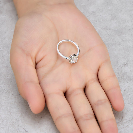Silver Plated Round Halo Ring Created with Zircondia® Crystals - Philip Jones Jewellery
