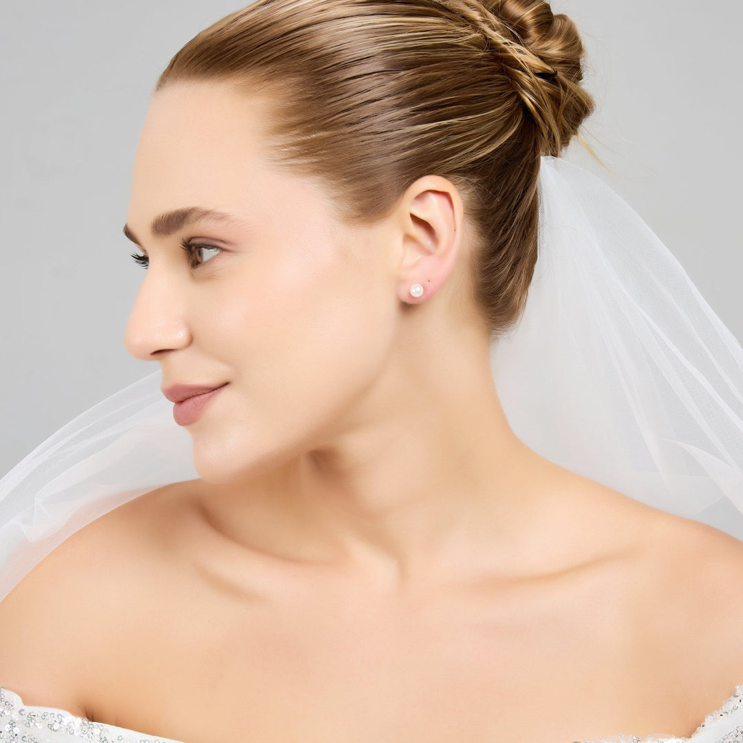 Silver Plated Shell Pearl Bridal Earrings - Philip Jones Jewellery