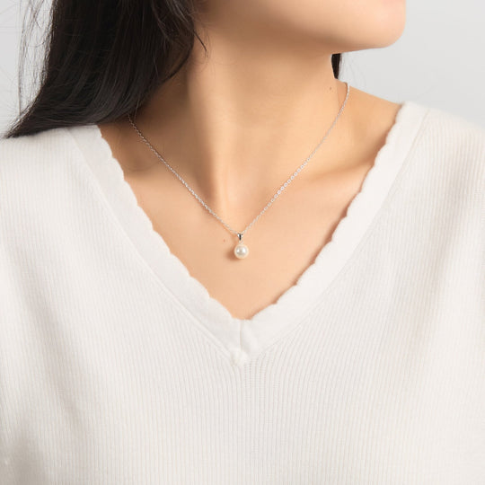 Silver Plated Shell Pearl Necklace - Philip Jones Jewellery