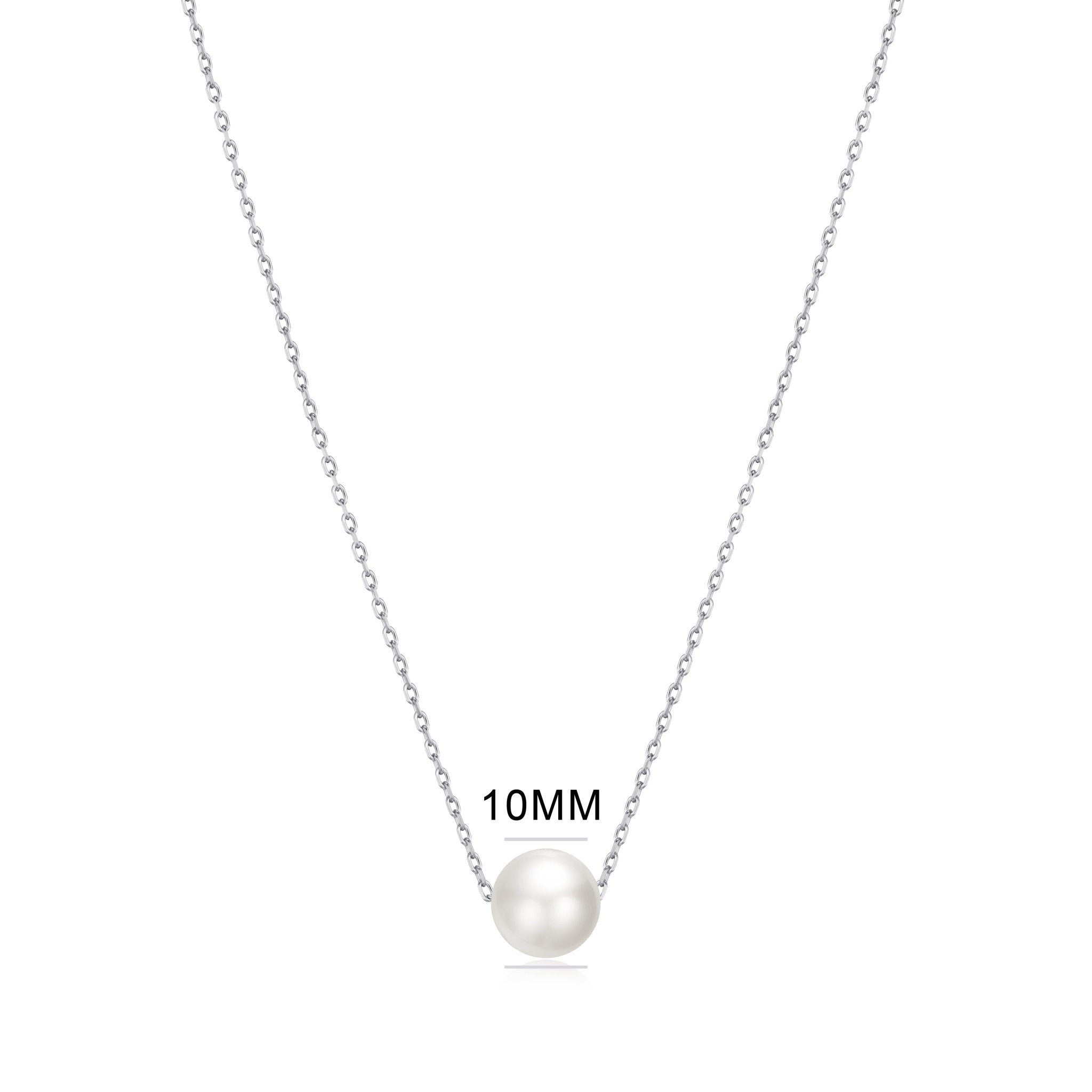 Silver Plated Single Pearl Necklace - Philip Jones Jewellery