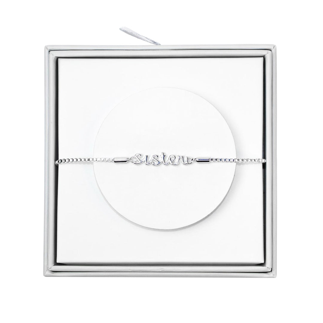 Silver Plated Sister Bracelet Created with Zircondia® Crystals with Gift Box - Philip Jones Jewellery