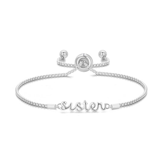 Silver Plated Sister Bracelet Created with Zircondia® Crystals with Gift Box - Philip Jones Jewellery