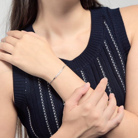Silver Plated Sister Bracelet Created with Zircondia® Crystals