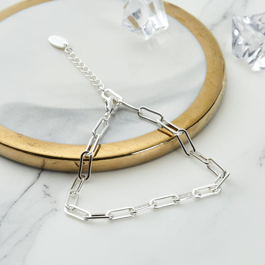 Silver Plated Small Link Paperclip Bracelet - Philip Jones Jewellery