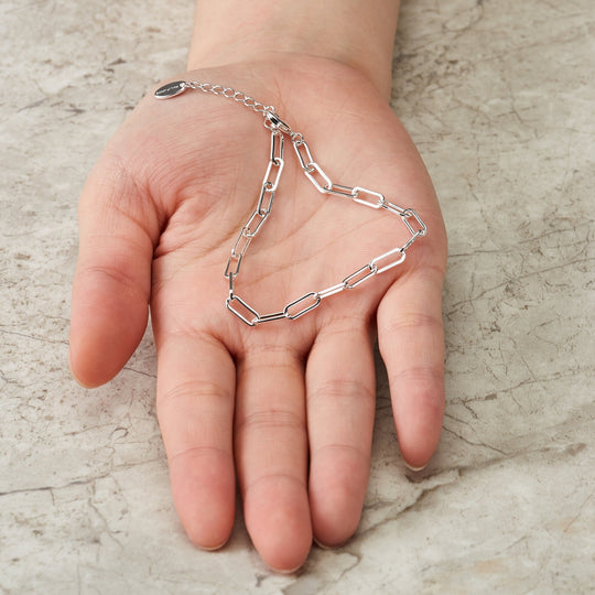 Silver Plated Small Link Paperclip Bracelet - Philip Jones Jewellery