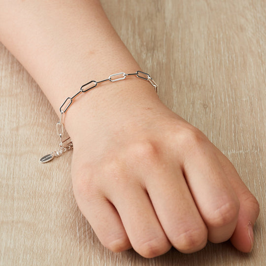 Silver Plated Small Link Paperclip Bracelet - Philip Jones Jewellery