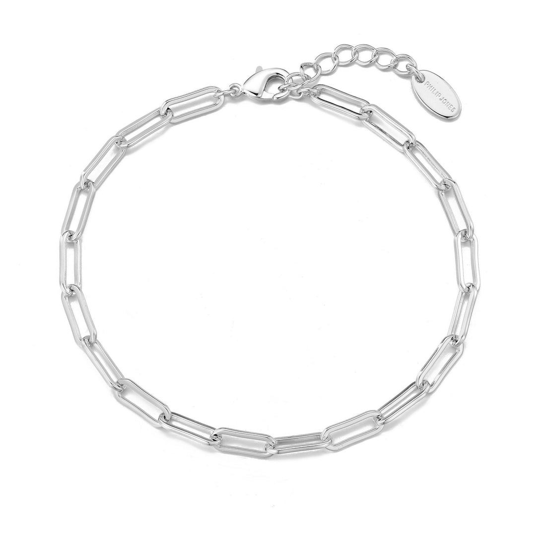 Silver Plated Small Link Paperclip Bracelet - Philip Jones Jewellery