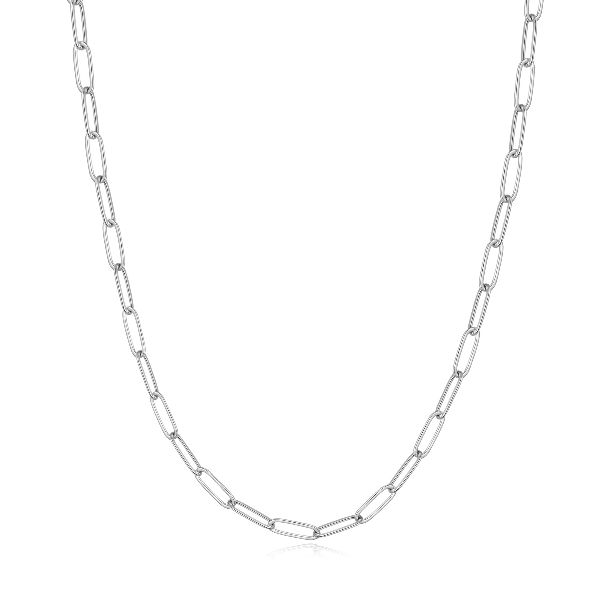 Silver Plated Small Link Paperclip Necklace - Philip Jones Jewellery